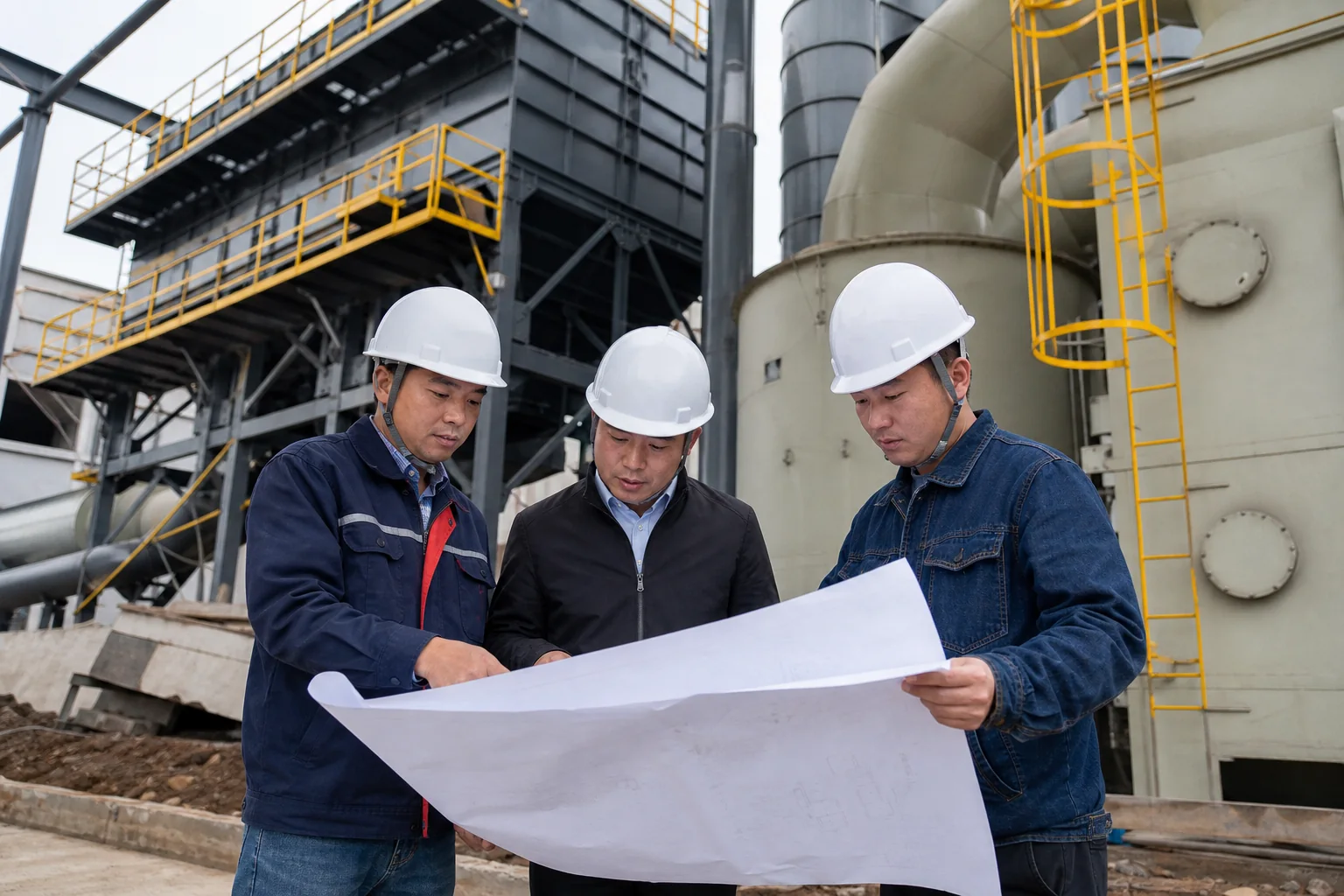AIER engineering team reviewing an air pollution control project