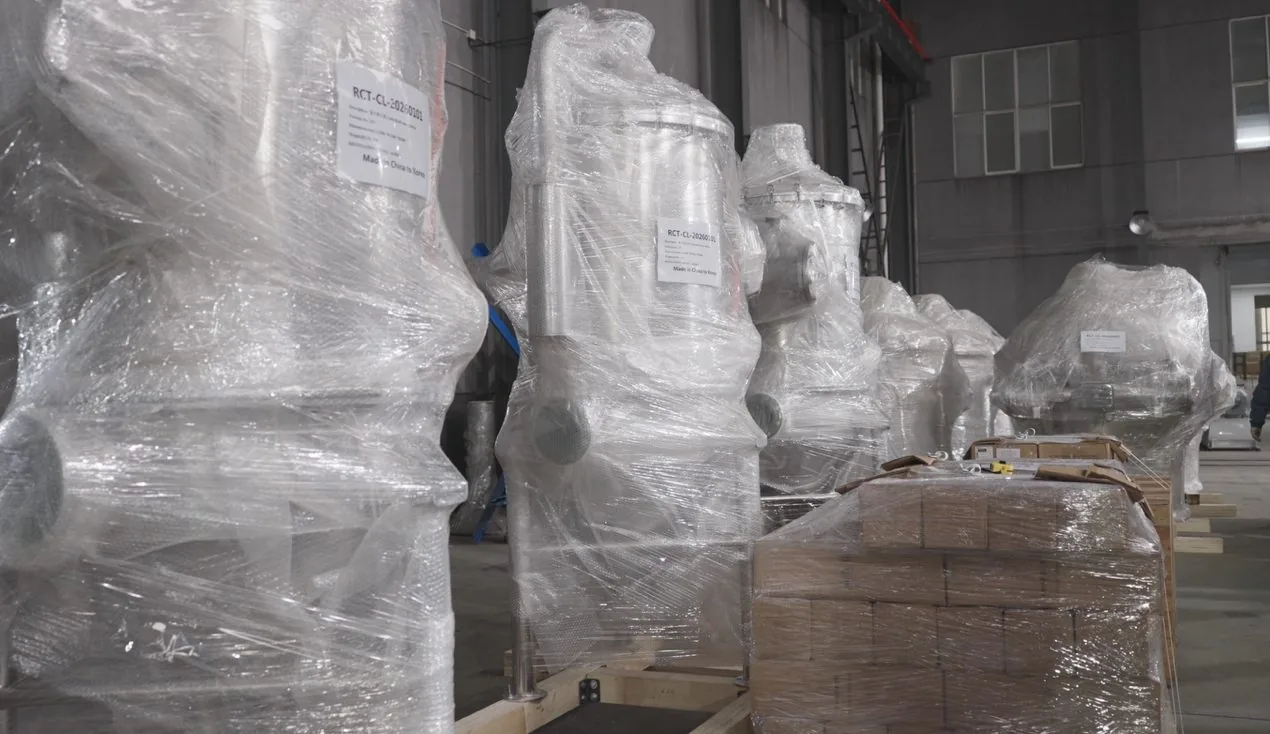 Stainless steel dust collection equipment packed for shipment to South Korea lithium battery project